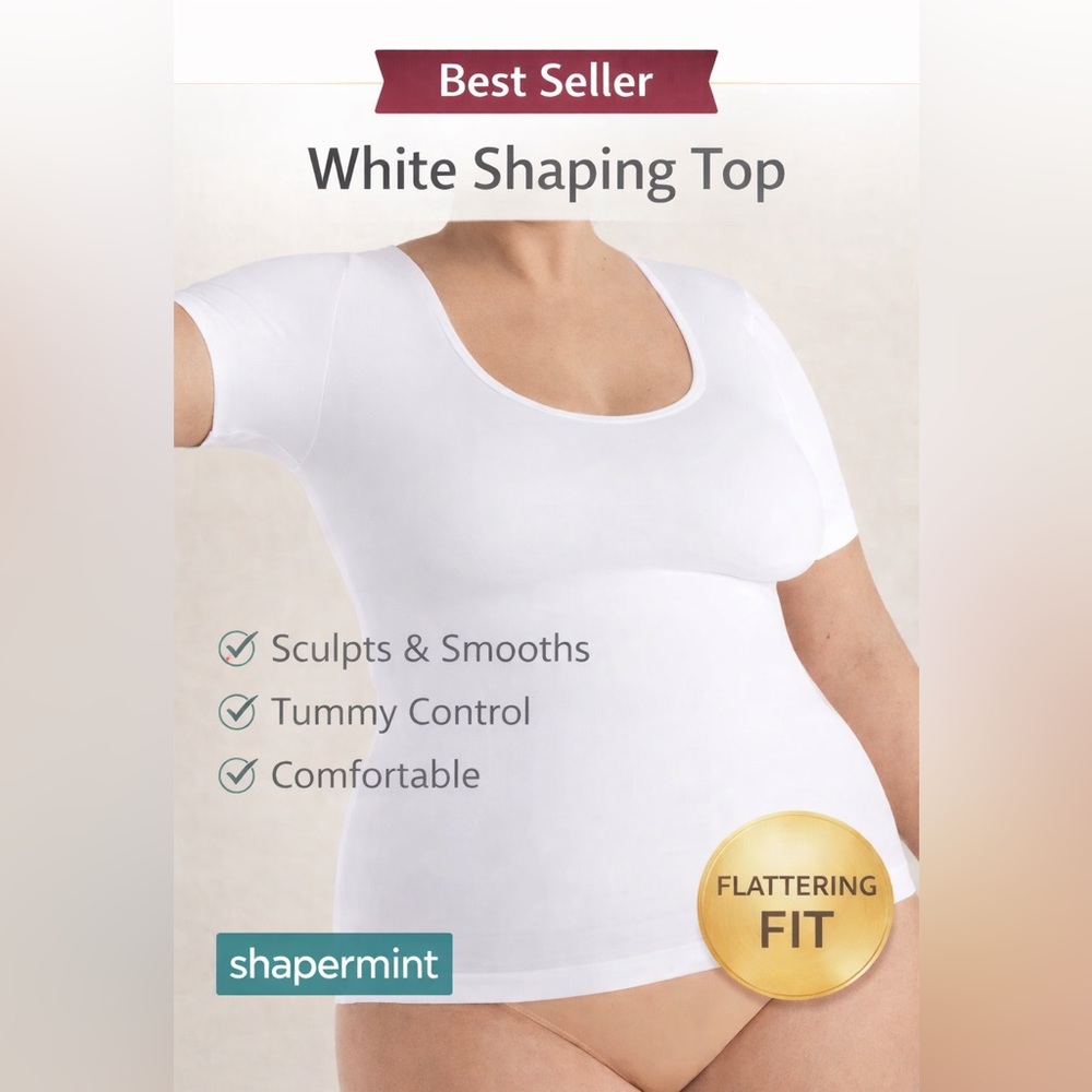 Shapermint Essentials Classic White Short Sleeve Tee C215